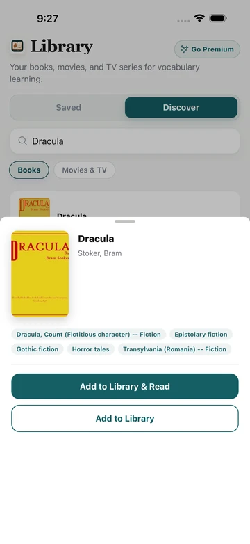 Dracula by Bram Stoker in TeakReader Discover, ready to add to the library and read.