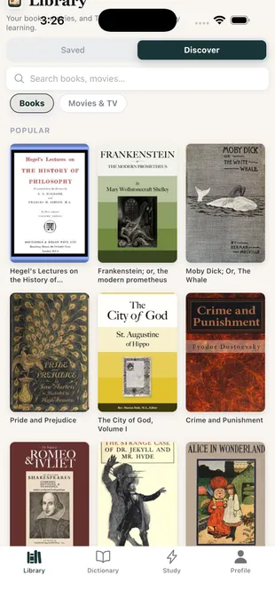 Project Gutenberg search screen for public-domain books in TeakReader.