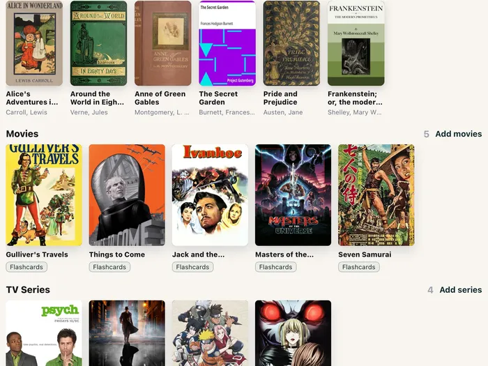 TeakReader iPad library showing reading and study material.